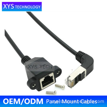 XYS TECH Ethernet Adaptor Down Angle RJ45 male to RJ45 female Panel Mount Cable/